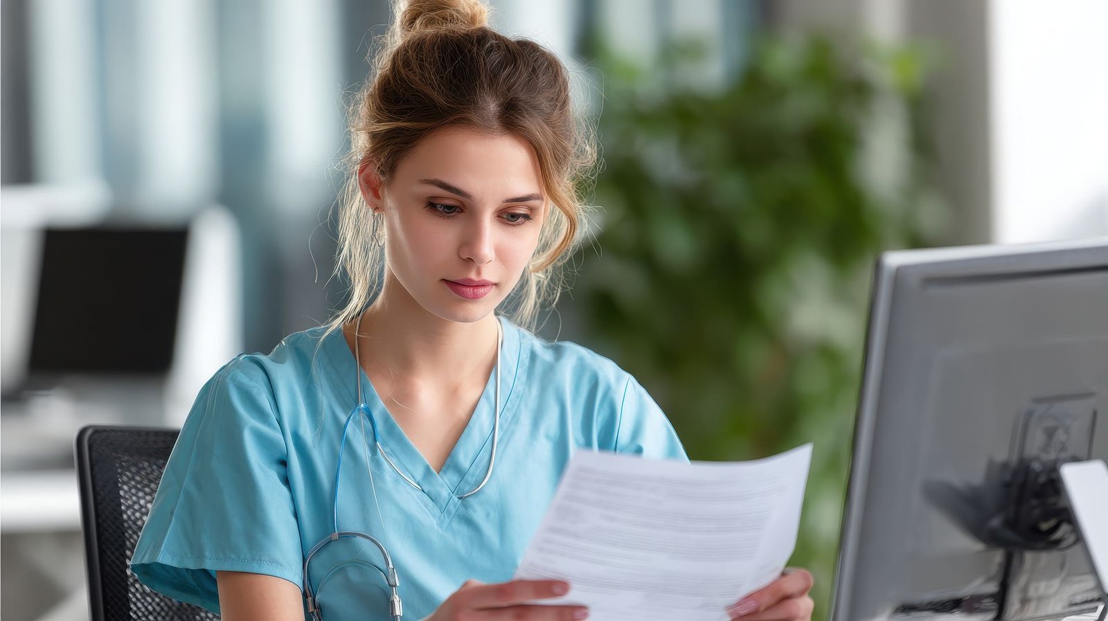 Nurse documenting level of care and charge capture from the clinical record